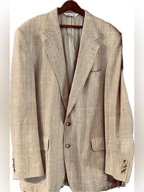 Lands End 100% Silk 46 L Twill Men’s Spring summer Sportscoat SuitJacket